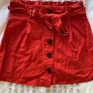 Linen Button Tie Skirt